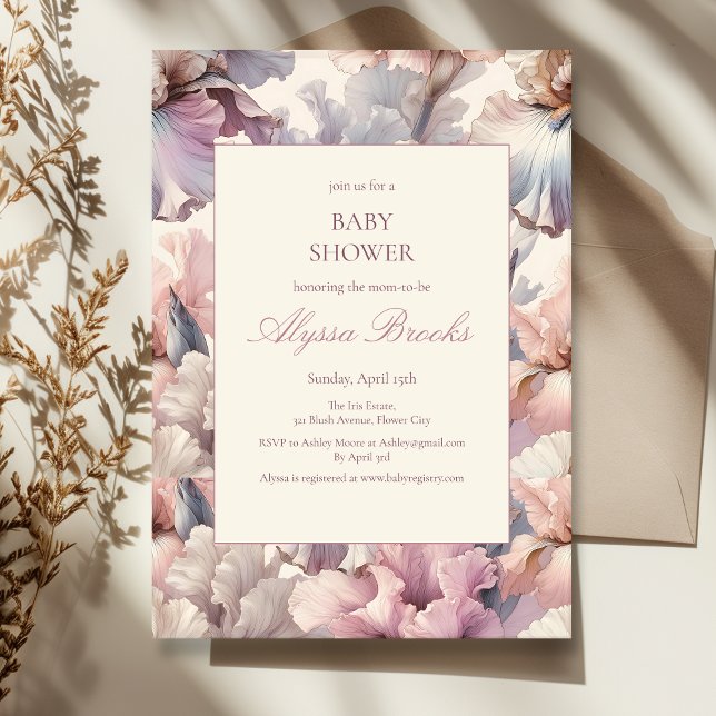 Invitación Elegante Floral Rubor Modern Baby Shower Baby Girl (Subido por el creador)