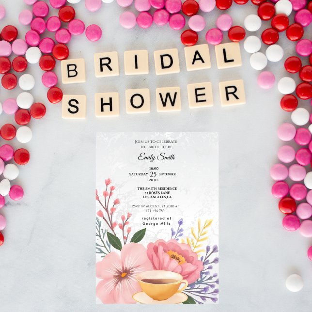 Invitación Elegante Floral Rubor & Pastel Bridal Shower (Subido por el creador)