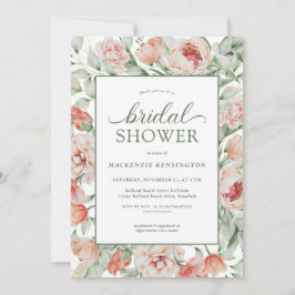 Invitación Elegante Floral Rubor Sage Green Bridal Shower
