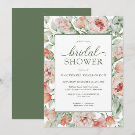Invitación Elegante Floral Rubor Sage Green Bridal Shower