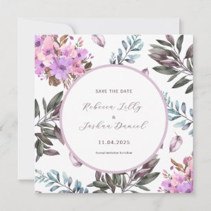 Invitación Elegante Floral Salvar La Canción De Fecha De Salo