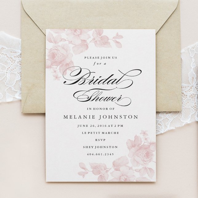 Invitación Elegante Floral Script Bridal Shower (Subido por el creador)