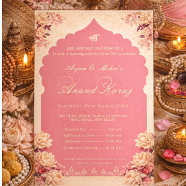 Invitación Elegante Floral Sikh Anand Karaj