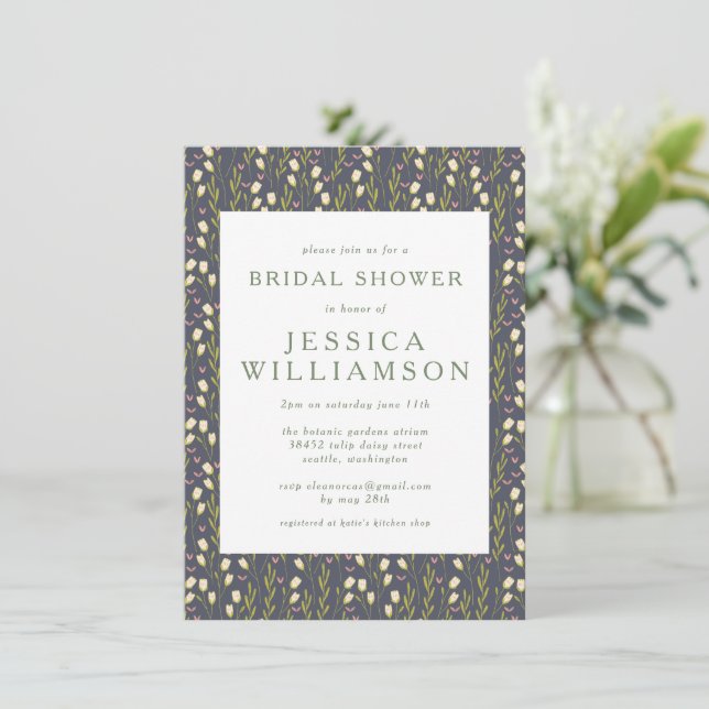 Invitación Elegante Floral Simple Personalizado Marina Bridal (Anverso de pie)