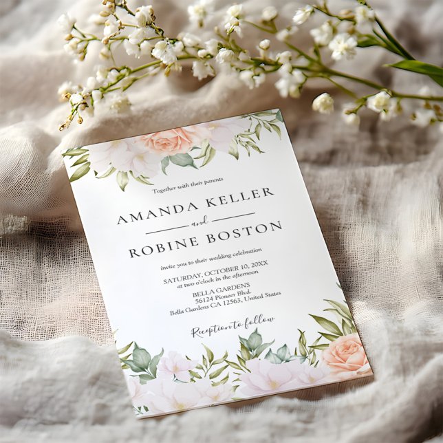 Invitación Elegante Floral Simple Wedding Invitation (Subido por el creador)