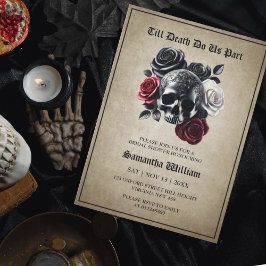Invitación Elegante Floral Skull Halloween Bridal Shower