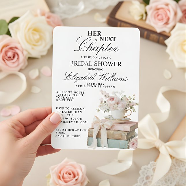 Invitación Elegante Floral Su Próximo Capítulo Bridal Shower (Subido por el creador)