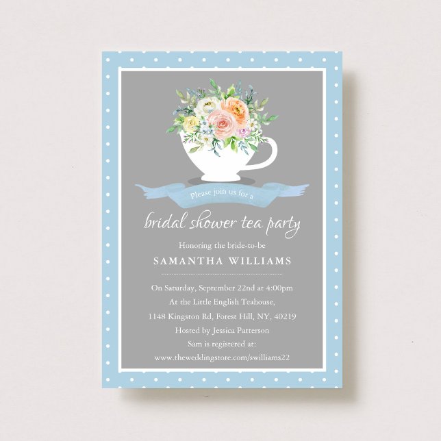 Invitación Elegante Floral Teacup Bridal Shower Tea Fiesta (Subido por el creador)