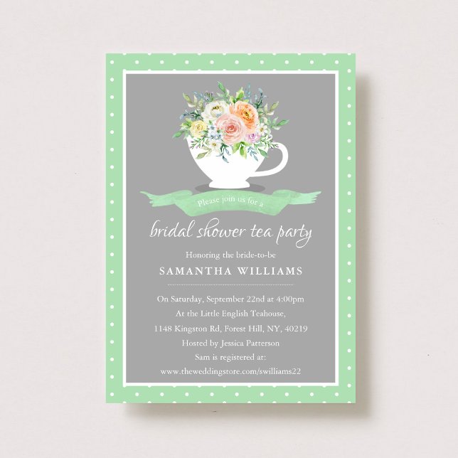 Invitación Elegante Floral Teacup Bridal Shower Tea Fiesta (Subido por el creador)