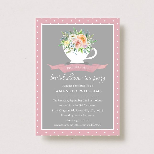 Invitación Elegante Floral Teacup Bridal Shower Tea Fiesta (Subido por el creador)