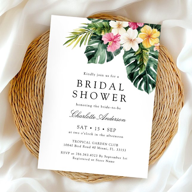 Invitación Elegante Floral Tropical Bridal Shower (Subido por el creador)