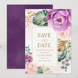 Invitación Elegante floral tropical púrpura de Rubor salva la