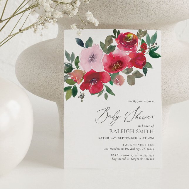 Invitación Elegante Floral Valentines Baby Shower (Subido por el creador)