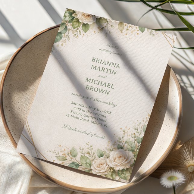 Invitación Elegante Floral Verde Neutro (Subido por el creador)