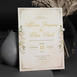 Invitación Elegante Floral Vintage Aquarela Boho Boda 