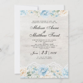 Invitación Elegante Floral Vintage Encaje Boda Acuarela