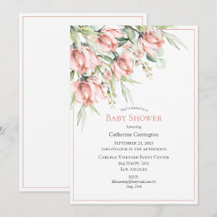 Invitación Elegante Floral Watercolor Baby Shower