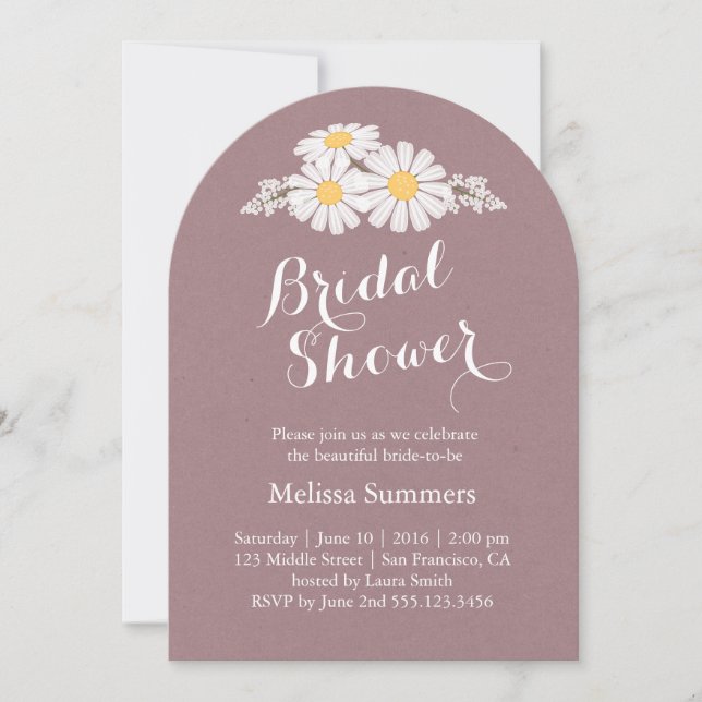 Invitación Elegante Floral White Daisies Bridal Shower (Anverso)
