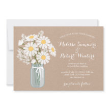Elegante Floral White Daisies Mason Jar Boda