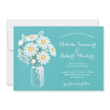 Elegante Floral White Daisies Mason Jar Boda