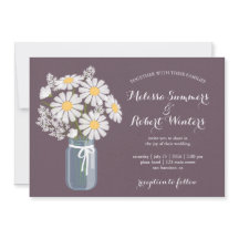 Elegante Floral White Daisies Mason Jar Boda