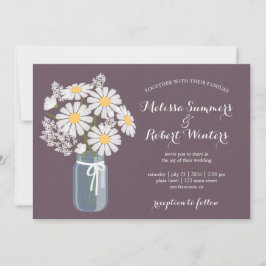 Invitación Elegante Floral White Daisies Mason Jar Boda