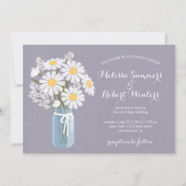 Invitación Elegante Floral White Daisies Mason Jar Boda