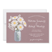 Elegante Floral White Daisies Mason Jar Boda