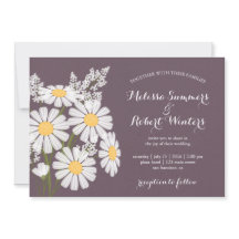 Elegante Floral White Daisies Plum Boda