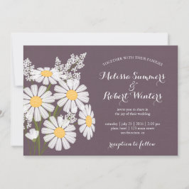 Invitación Elegante Floral White Daisies Plum Boda