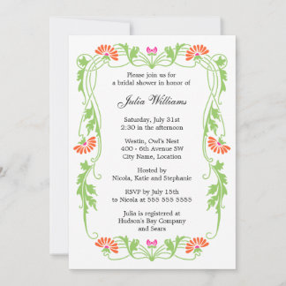 Invitación Elegante Florals de hojas y Swirls Bridal Shower I