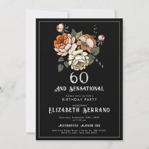 Invitación Elegante Florals De La Vintage 60 Y Cumpleaños De 