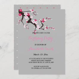 Invitación Elegante Florencia de cerezo Blanco rosado Cumplea