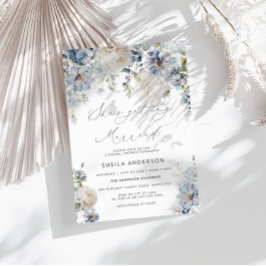 Invitación Elegante Flores Azules Ducha Bridal