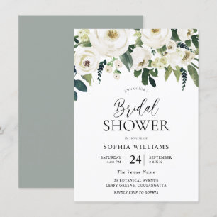 Invitación Elegante Flores Blancas Jardín Ducha Bridal