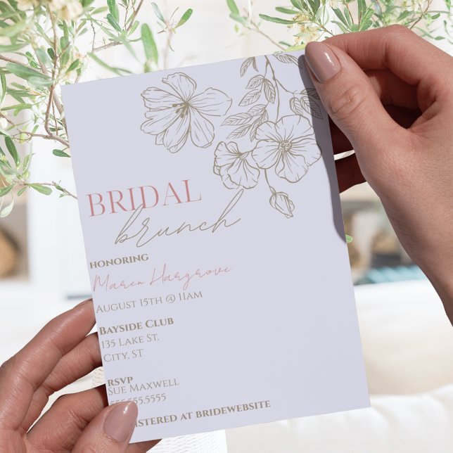 Invitación Elegante Flores de Oro Brunch Bridal BridaI Ducha (Elegant Gold Flowers Bridal Brunch Invitation
)