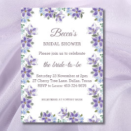 Invitación Elegante Flores Púrpuras Lilac Floral Bridal Showe