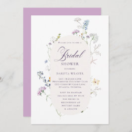 Invitación Elegante Flores Silvestres Caligrafía Ducha Bridal
