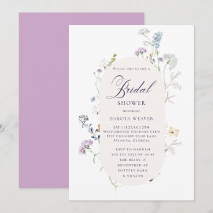 Invitación Elegante Flores Silvestres Caligrafía Ducha Bridal