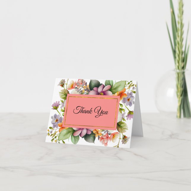 Invitación Elegante Flores Silvestres Ducha Bridal Gracias (Anverso)