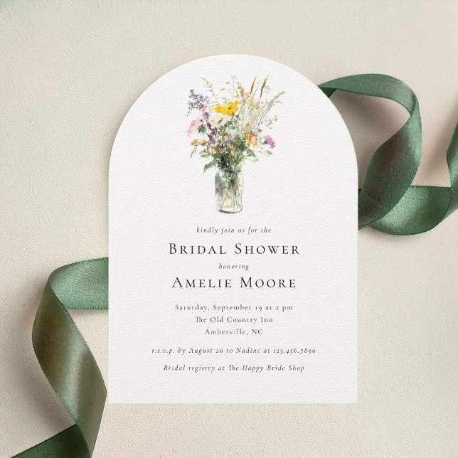 Invitación Elegante Flores Silvestres Ducha Bridal Mason Jar (Subido por el creador)