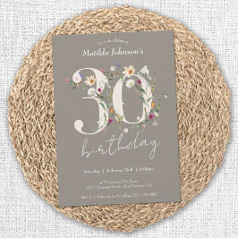 Invitación Elegante Flores Silvestres Florales 30.º Fiesta de
