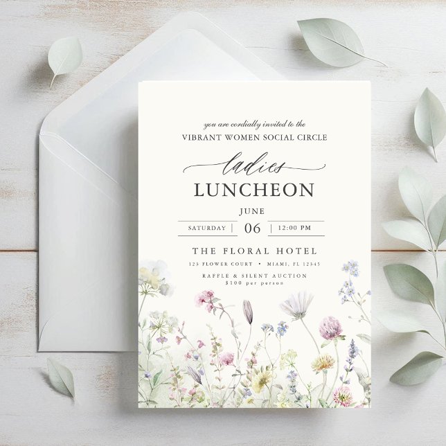 Invitación Elegante flores silvestres para el almuerzo de car (Subido por el creador)