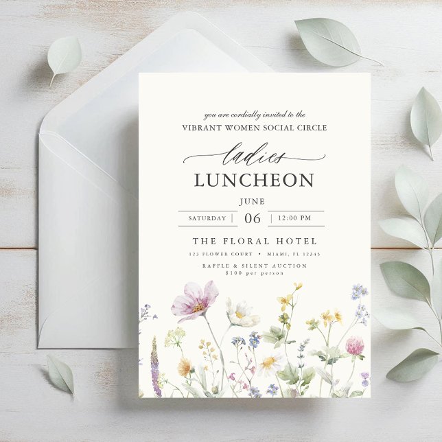 Invitación Elegante flores silvestres para el almuerzo de car (Subido por el creador)