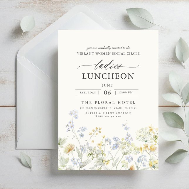Invitación Elegante flores silvestres para el almuerzo de car (Subido por el creador)