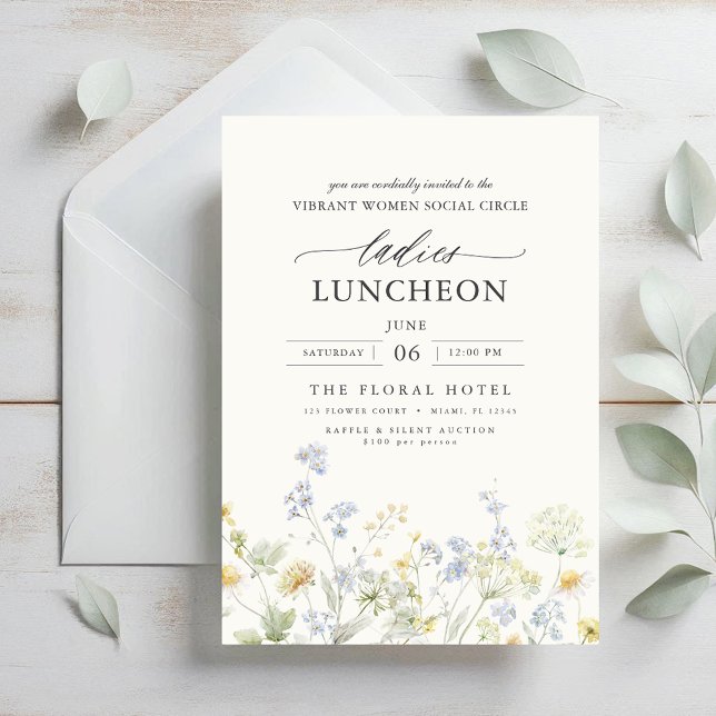 Invitación Elegante flores silvestres para el almuerzo de car (Subido por el creador)