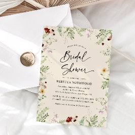 Invitación Elegante flores silvestres verde ducha de novia