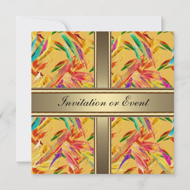 Invitación Elegante Flores Vintage Amarillo (Anverso)