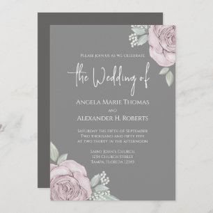 Invitación Elegante florido Rosa de flores Rosa clásica