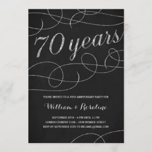 Invitación Elegante floritura Fiesta del 70 aniversario